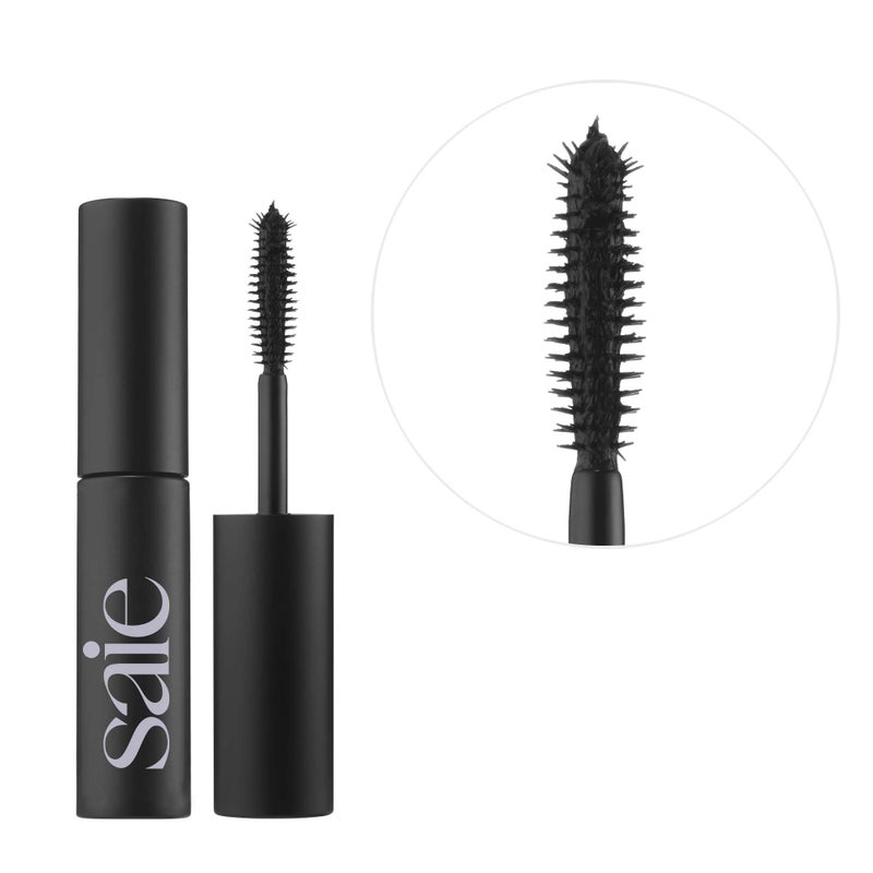 Saie Mini Mascara 101 - Lash Lengthening Mascara for Thick, Bold, Lifted Lashes - Buildable Eye Makeup Formulated to Strengthen and Condition with Rich Nutrients - Black (0.17 oz) - Image 2