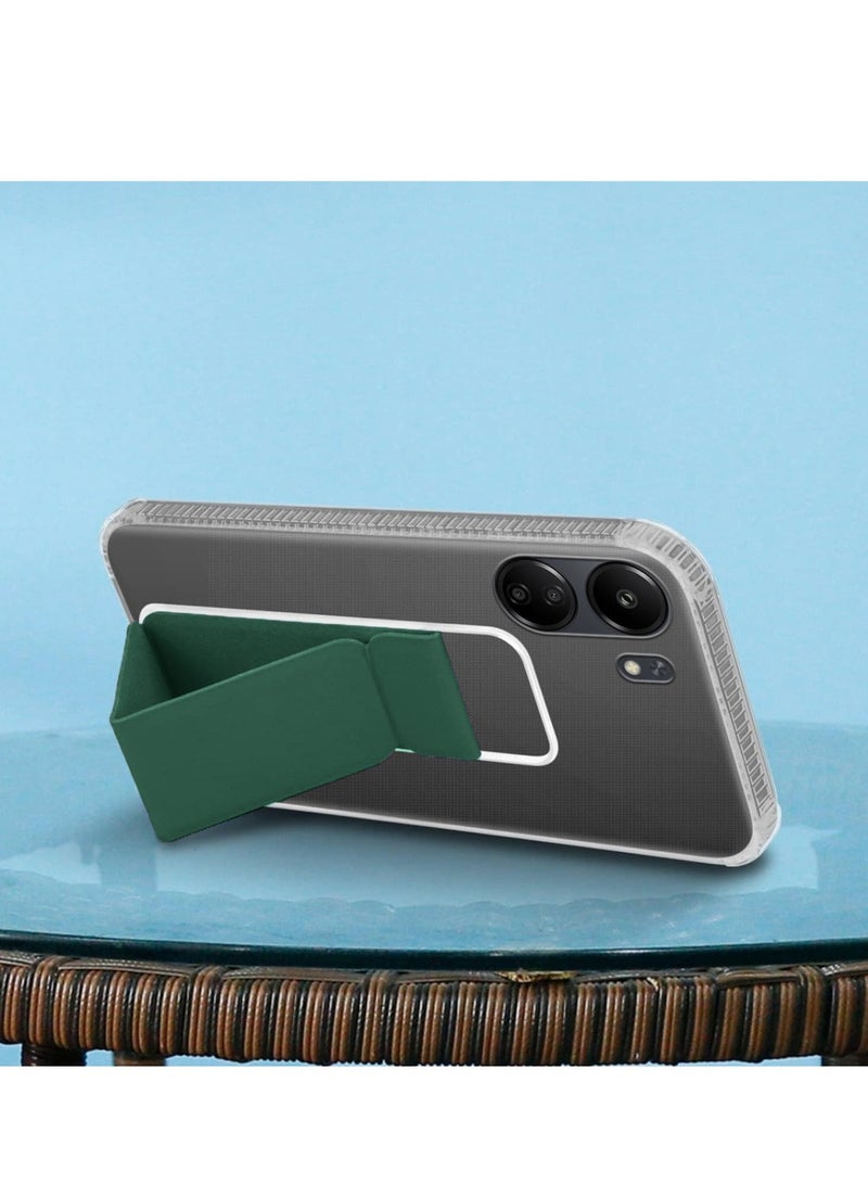 Techie جراب شفاف مقاوم للصدمات مع وسادة هوائية مغناطيسية آمنة مع حامل قابل للطي لهاتف Xiaomi Redmi 13C - أخضر غامق - Image 5