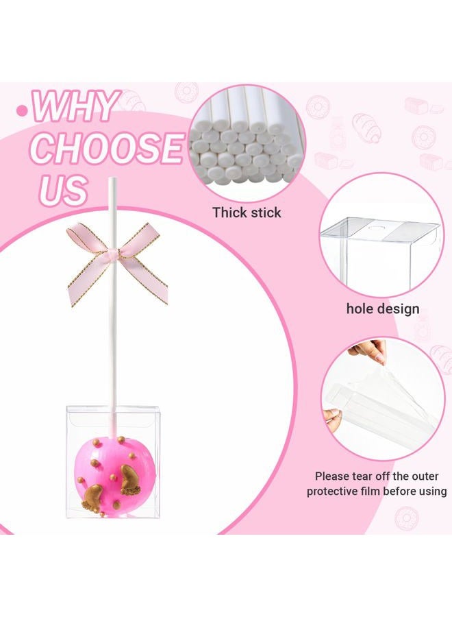 JCXGRVC 25 Pack Cake Pop Boxes with Sticks 1.75x1.75x2 Clear Plastic Containers, Food Safe & Pre Cut Holes Perfect for Bakeries, Parties & Events - Image 4