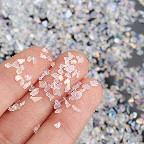 BONNY BOXX Irregular Crushed Glass Chips Sprinkles, 100g Metallic Chunky Glitter Stones for Nail Art, Resin Mold Filler, DIY Crafts, Vase Filler, Jewelry Making (Crystal AB) - Image 2