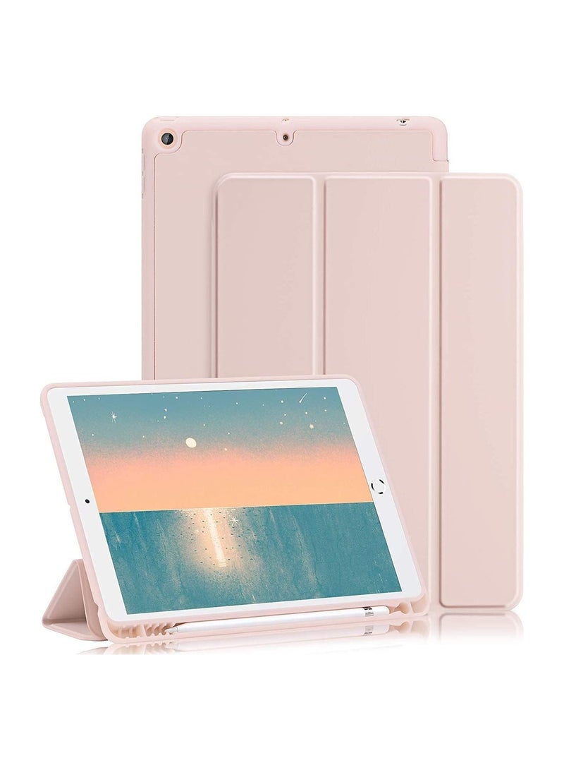 iPad 9th/8th/7th Generation case (2021/2020/2019) iPad 10.2-Inch Case with Pencil Holder [Sleep/Wake] Slim Soft TPU Back Smart Magnetic Stand Protective Cover Cases (Pink) - Image 1