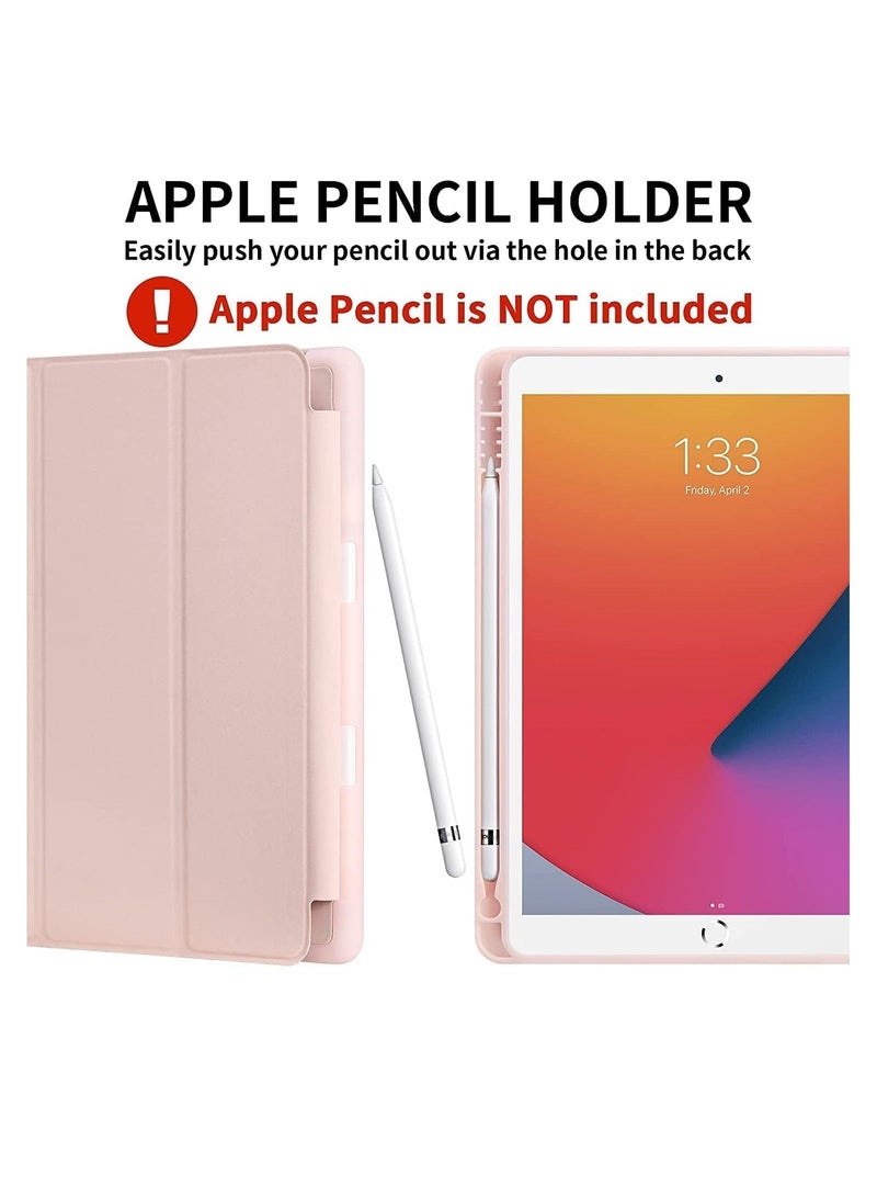 iPad 9th/8th/7th Generation case (2021/2020/2019) iPad 10.2-Inch Case with Pencil Holder [Sleep/Wake] Slim Soft TPU Back Smart Magnetic Stand Protective Cover Cases (Pink) - Image 3