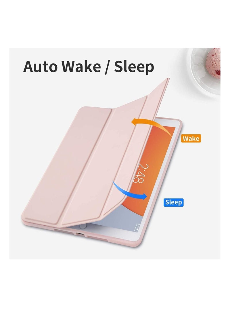 iPad 9th/8th/7th Generation case (2021/2020/2019) iPad 10.2-Inch Case with Pencil Holder [Sleep/Wake] Slim Soft TPU Back Smart Magnetic Stand Protective Cover Cases (Pink) - Image 4
