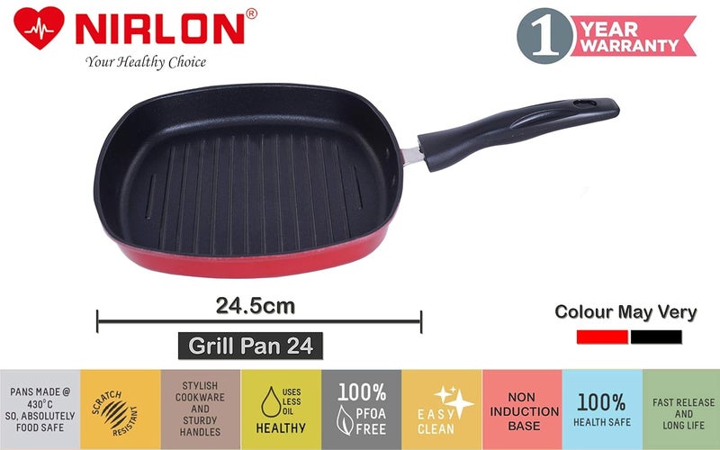 Nirlon NonStick Aluminium Grill Pan Black - Image 2