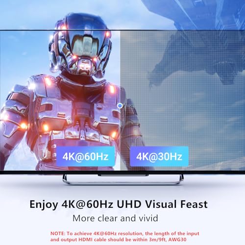 Ugreen مفتاح UGREEN HDMI 5 في 1 مخرج 4K@60Hz، موزع HDMI مع جهاز تحكم عن بعد 5 منافذ محول صندوق دعم 3D CEC HDR HDCP2.2 متوافق مع PS5/4/3 Xbox Nintendo Switch Roku TV Fire Stick أسود - Image 3
