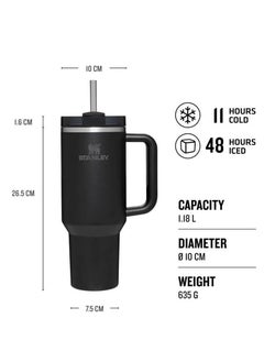 Stanley Quencher H2.0 FlowState 40oz Stainless Steel Vacuum Insulated Tumbler – Black Travel Mug with Leakproof Lid & Straw – Double-Walled, Reusable, Durable Drink Flask – Hot & Cold Beverage Cup for Gym, Commute, Office & Outdoor Use  - Image 4
