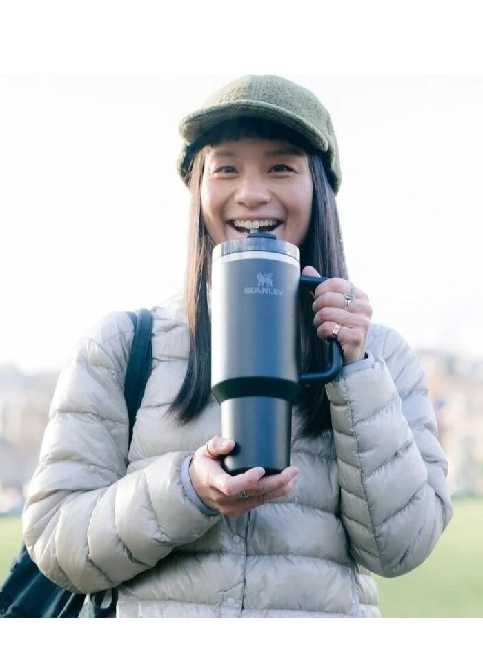 Stanley - Quencher H2.0 FlowState 40oz Stainless Steel Vacuum Insulated Tumbler – Black Travel Mug with Leakproof Lid & Straw – Double-Walled, Reusable, Durable Drink Flask – Hot & Cold Beverage Cup for Gym, Commute, Office & Outdoor Use - Image 1