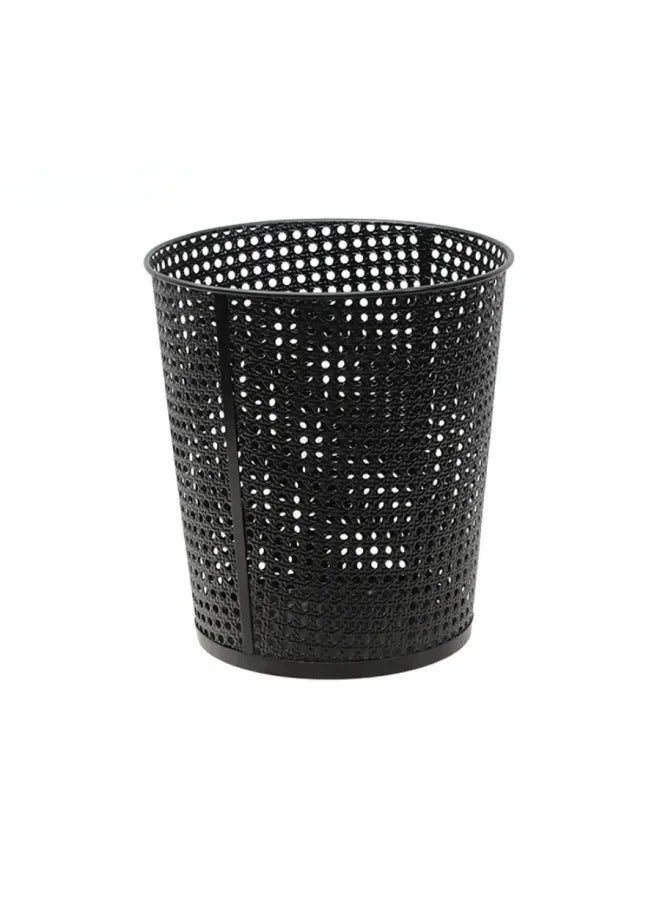 Light Luxury Hollow Metal Trash Can, Thickened Electroplated Iron Waste Bin, Open Top Decorative Waste Basket For Bedroom Office Kitchen Hotel - Image 2