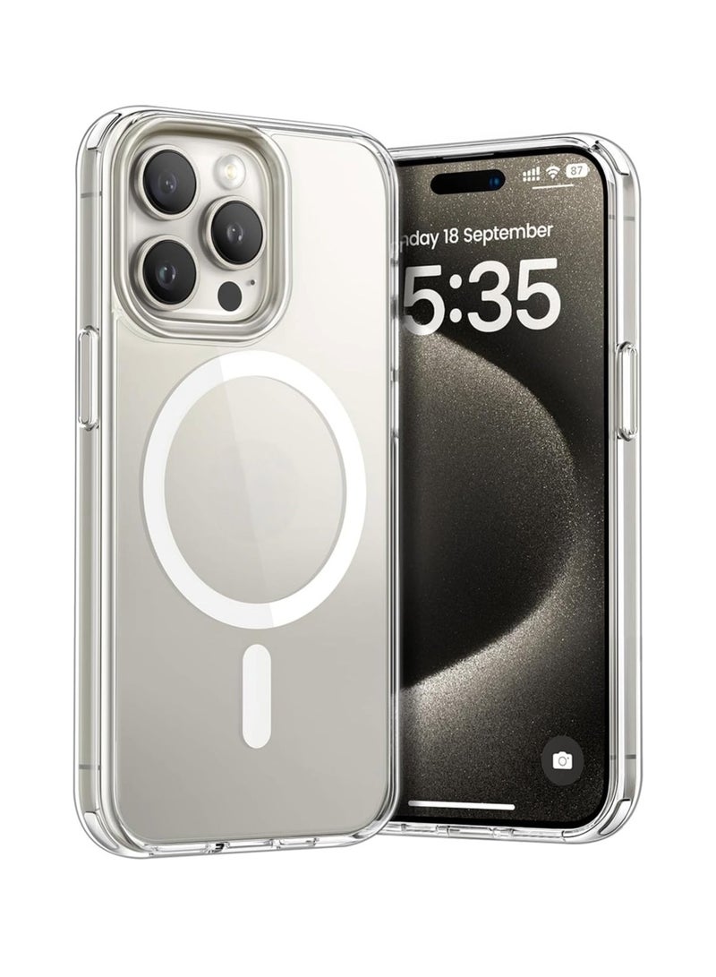 Denx Magnetic Case for iPhone 15 Pro [Shockproof & Slim] Clear Hard Back Cover with high-Grade Protection 