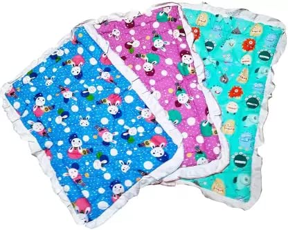 Fashtastic Newborn Baby Lacy Muslin Godari Swaddle Bed Baby Bedding Multicolour06 MonthsPack of3 60 x 45 Centimeter Pack of 3