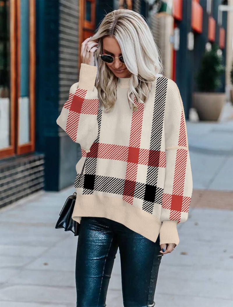 SAUKOLE Womens Fashion Knit Chunky Sweater Crewneck Batwing Sleeve Oversized Knitted Pullover Sweater Casual Jumper Tops - Image 3
