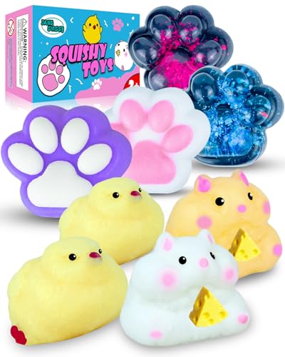 JANESVISSY Taba Squishy Toys PackFufu Toys SetSquishies Set Include 4 Taba Cat Paws2 Chick2 Squishy HamsterStress Relief Toy Mochi Squeeze Toys Fidget Cute Stuff for Girls Boys Kids and Adults - Image 1