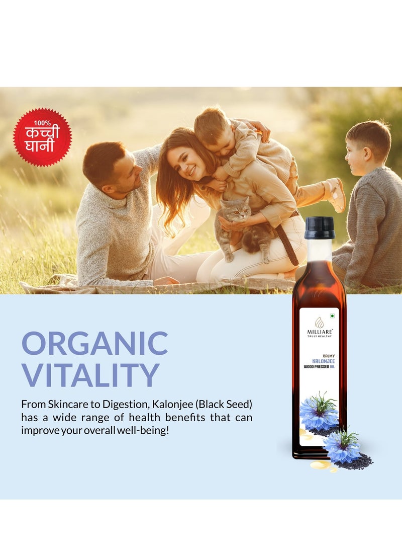 Milliare Natural Kalonji (Black Seed) Oil Wood Pressed Oil - 100% Pure  Best for Body, Skin & Hair | Natural Kalonji (Black Seed) Oil | Pure Organic Essential Oil | 250 ml | Non Preservative Oil - Image 4
