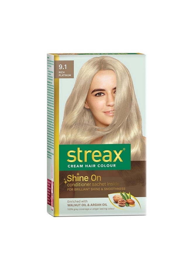 Streax Cream Hair Color For Unisex 120 Ml 9.1 Rich Platinum (Pack Of 1) - Image 1