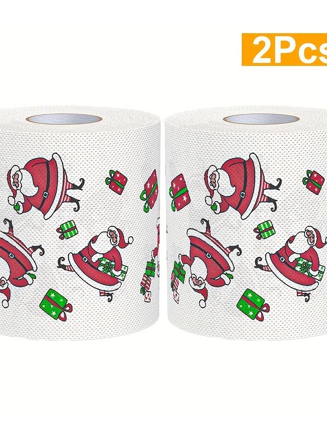 ورق كريب عيد الميلاد ٢ لفائف صندوق هدايا أحمر أخضر ذهبي ديكورات العطلات - Image 1