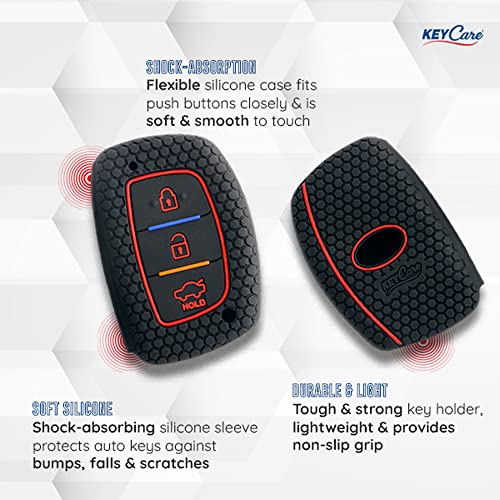 keyzone Keycare® Silicone Key Cover Compatible for i10 Grand, i20 Elite, i20 Active, Xcent, Verna 4s, Tucson, Elantra, Grand i10 Nios (3 Button Smart Key), Black - Image 4
