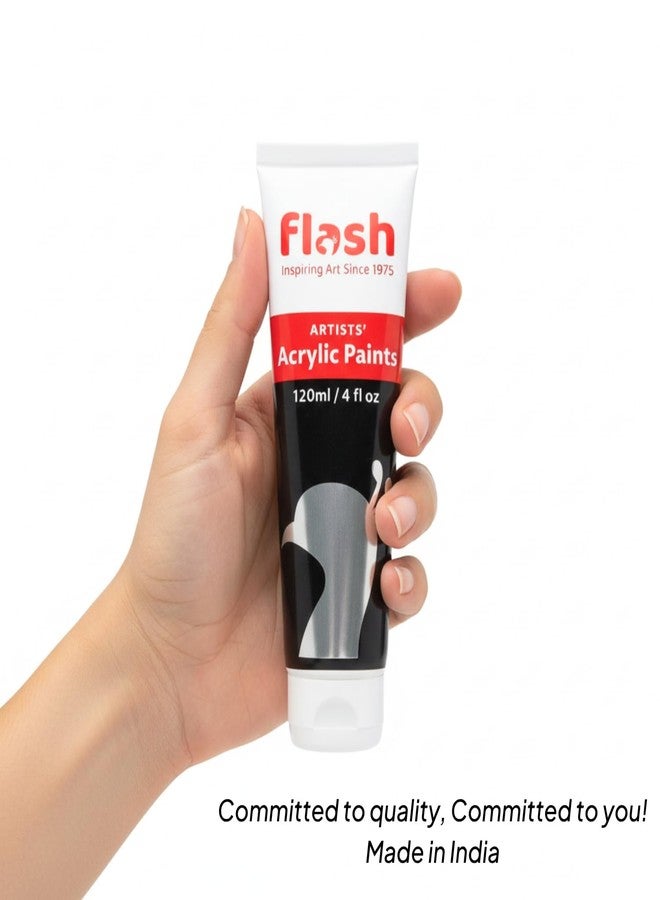 فلاش أنابيب طلاء أكريليك فلاش ١٢٠ مل، عبوة من قطعتين (عبوة مشتركة من الأسود والأبيض) | ألوان أكريليك للرسم والحرف اليدوية والمشاريع المدرسية | مجموعة طلاء فنية غير سامة للمبتدئين والطلاب - Image 2