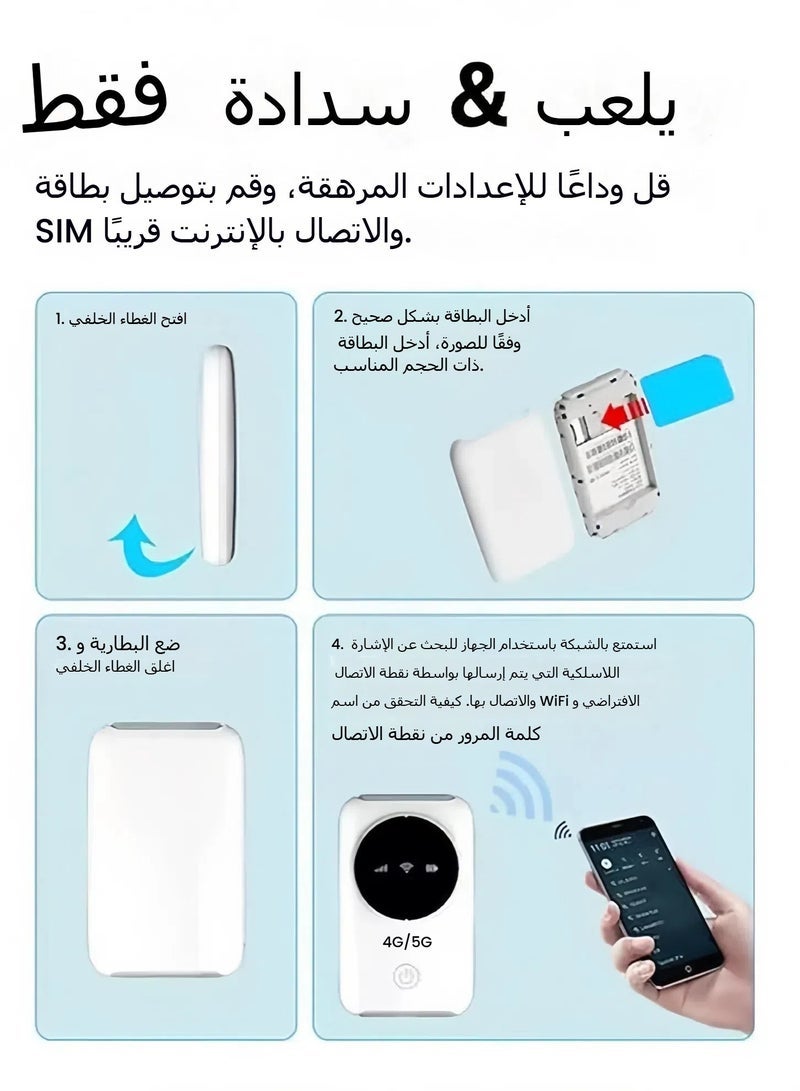 Portable Mobile WiFi, 4G LTE Portable WiFi SIM Card Slot Unlock 5G WiFi Wireless Lightweight portable wifi sharer - Image 4