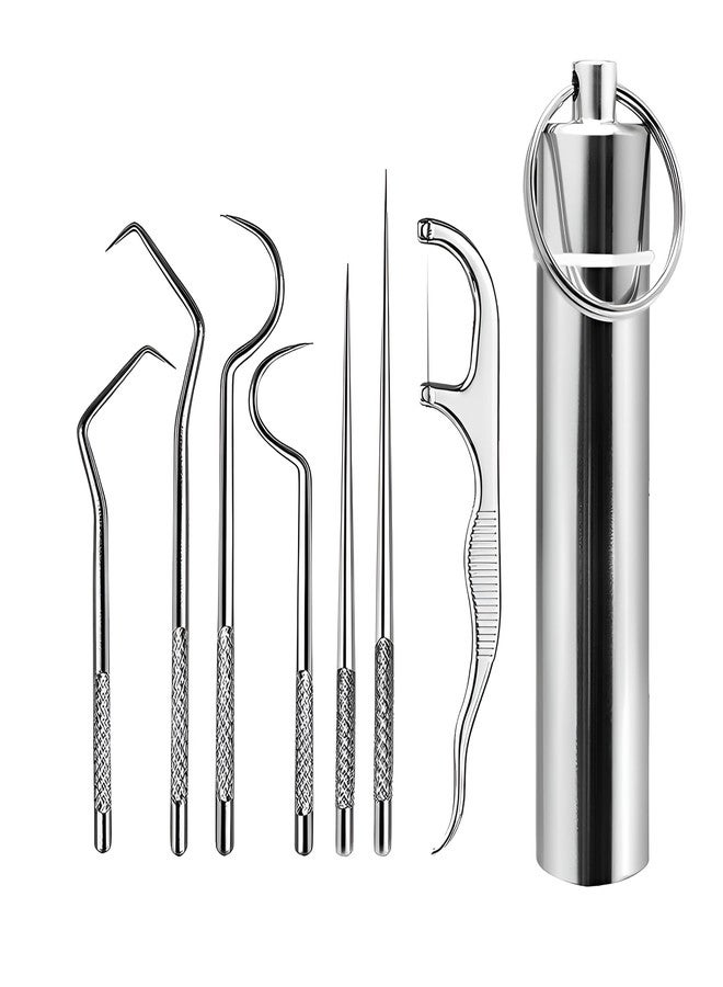 SHREESAMP Teeth Cleaning Tools Kit, Dental Floss Toothpicks Set With Aluminum Tube, Dental Tools Reusable Toothpicks, Teeth Braces Cleaning Tools Kit For Outdoor Camping Traveling - Image 1