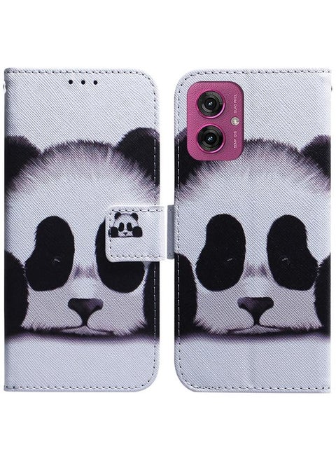 For Motorola Moto G55 Coloured Drawing Flip Leather Phone Case(Panda)