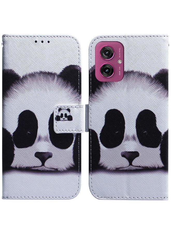 erorex - For Motorola Moto G55 Coloured Drawing Flip Leather Phone Case(Panda) - Image 1