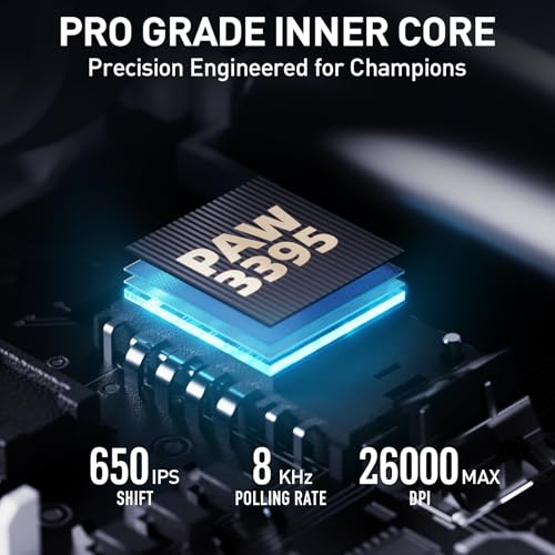 INPHIC IN10P Superlight Wireless Gaming Mouse, 60g, 8K Polling Rate, 26,000 DPI, Tri-Mode, PAW3395 Sensor, Fully Programmable - Image 3