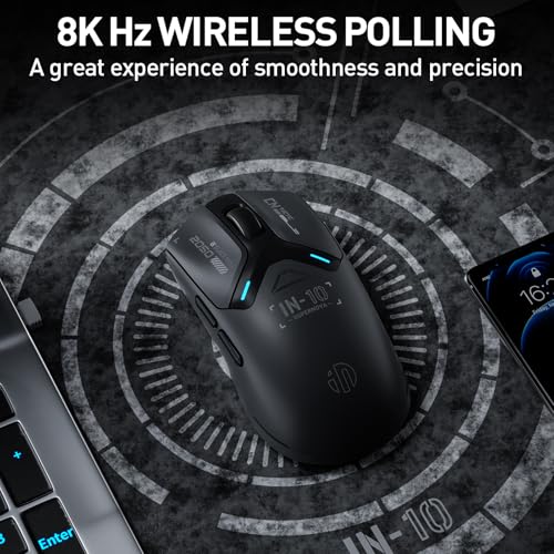 INPHIC IN10P Superlight Wireless Gaming Mouse, 60g, 8K Polling Rate, 26,000 DPI, Tri-Mode, PAW3395 Sensor, Fully Programmable - Image 5