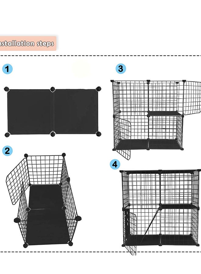 Cat Cage Pet Playpen Indoor Detachable Metal Wire Small Animal Cages 2-Tier Crate Large Exercise Place, Kitten Enclosures - Image 4