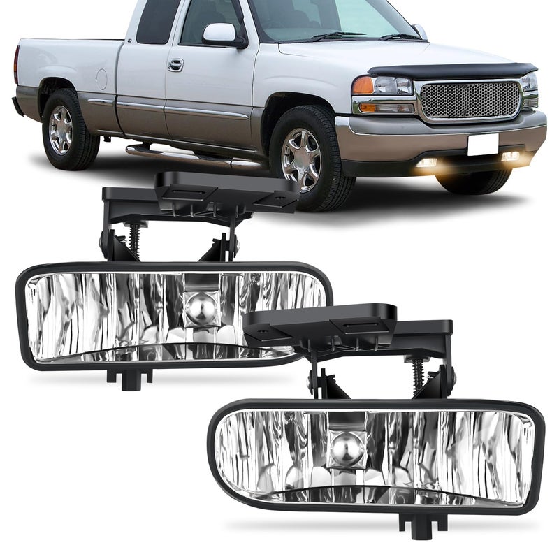 Nilight Fog Light Assembly Compatible with 1999 2000 2001 2002 GMC Sierra 1500 2500 2001 2002 Sierra 1500HD 2500HD 3500 20002006 Yukon Fog Lamp Clear Lens