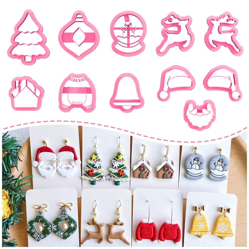 Keoker KEOKER Christmas Polymer Clay Cutters Polymer Clay Cutters for Earrings Christmas 11 Shapes Christmas Clay Earrings Cutters Winter Clay Cutters Earrings Clay Cutters