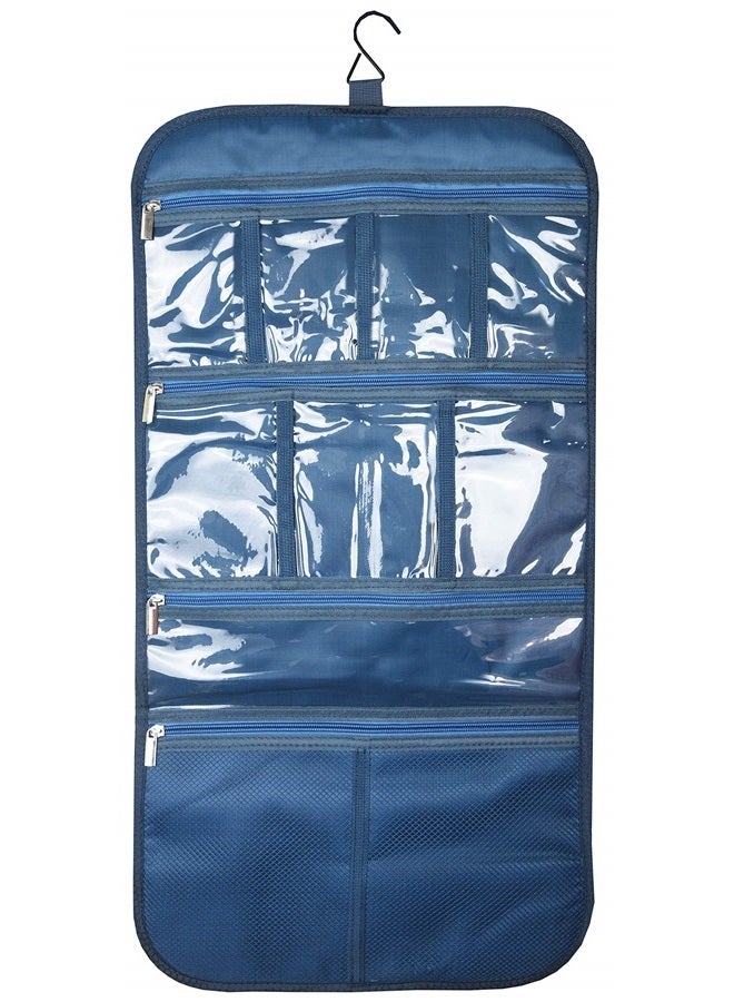 Freegrace Premium Hanging Toiletry Travel Bag - Cosmetic, Jewelry, Toiletry & Accessory Storage Organizer Bag, Large Size, Various Compartments (Dark Blue) - Image 1