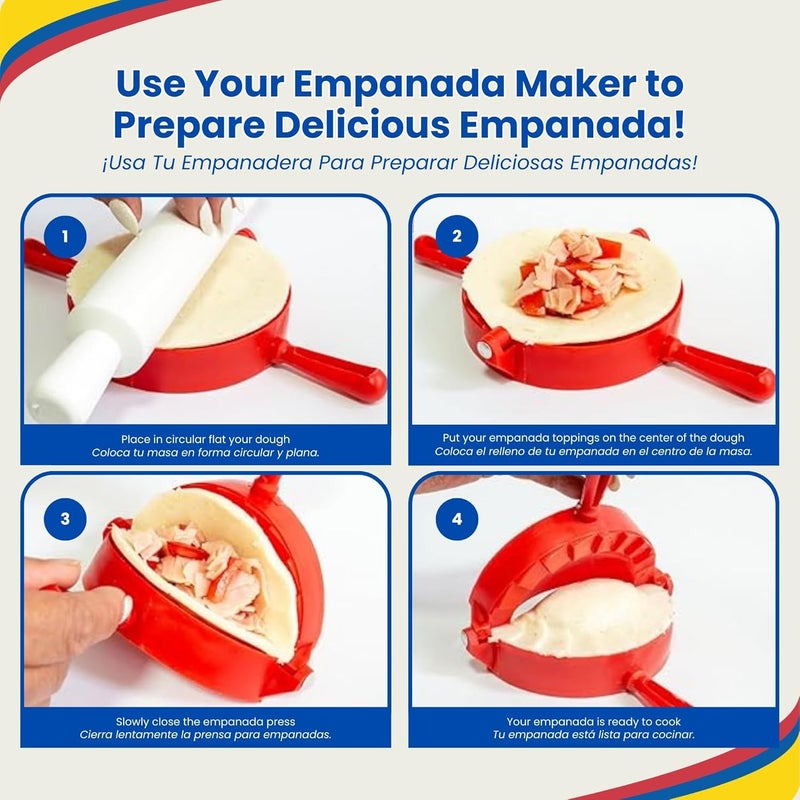 TRAITOOLS Molde Para Empanadas (3 Uds) con Molde para Arepas (3 sizes) y Pasta Cutter - Empanada Maker Press Ideal for Quesadilla Crimper, Dumpling Wrappers, Tortillas, Pierogies - Image 4