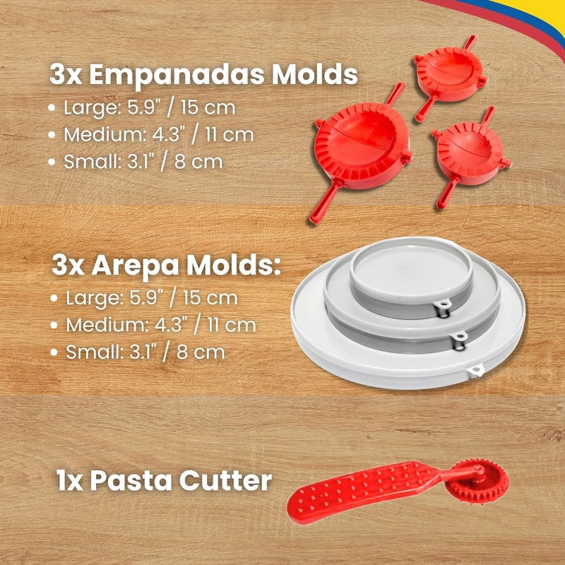 TRAITOOLS Molde Para Empanadas (3 Uds) con Molde para Arepas (3 sizes) y Pasta Cutter - Empanada Maker Press Ideal for Quesadilla Crimper, Dumpling Wrappers, Tortillas, Pierogies - Image 2