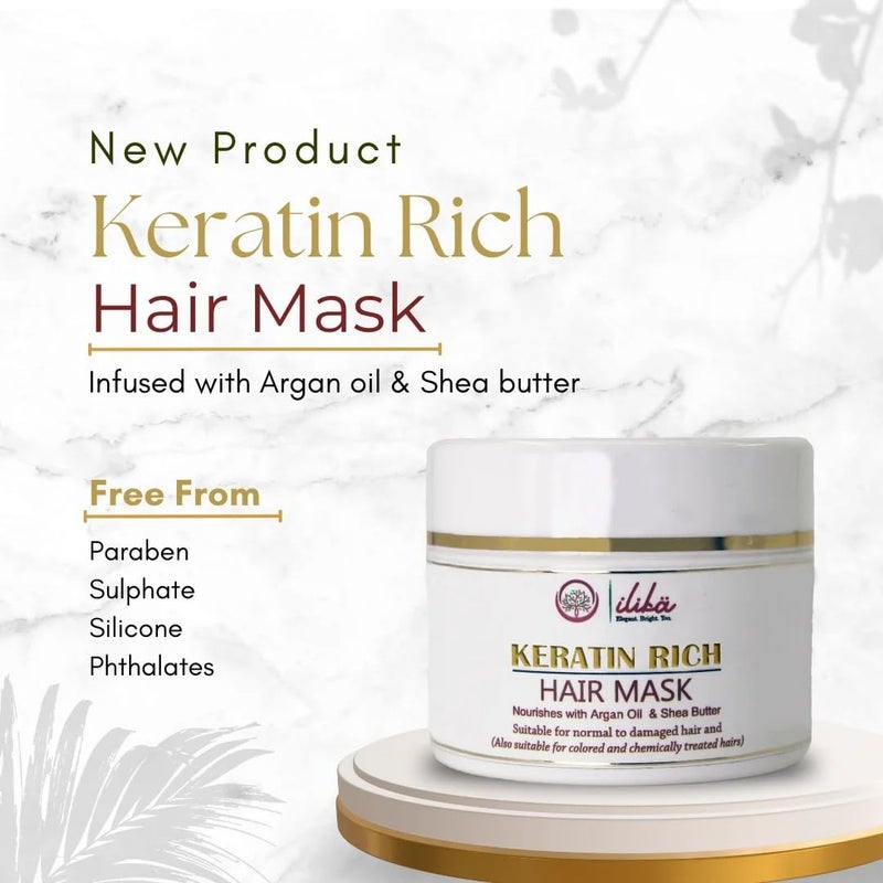 Ilika Nourishing Keratin Hair Mask Repair Damaged Hair Restore Shine 100g - Image 3