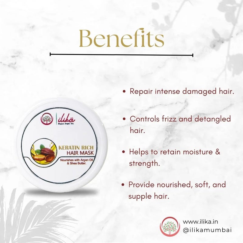 Ilika Nourishing Keratin Hair Mask Repair Damaged Hair Restore Shine 100g - Image 4