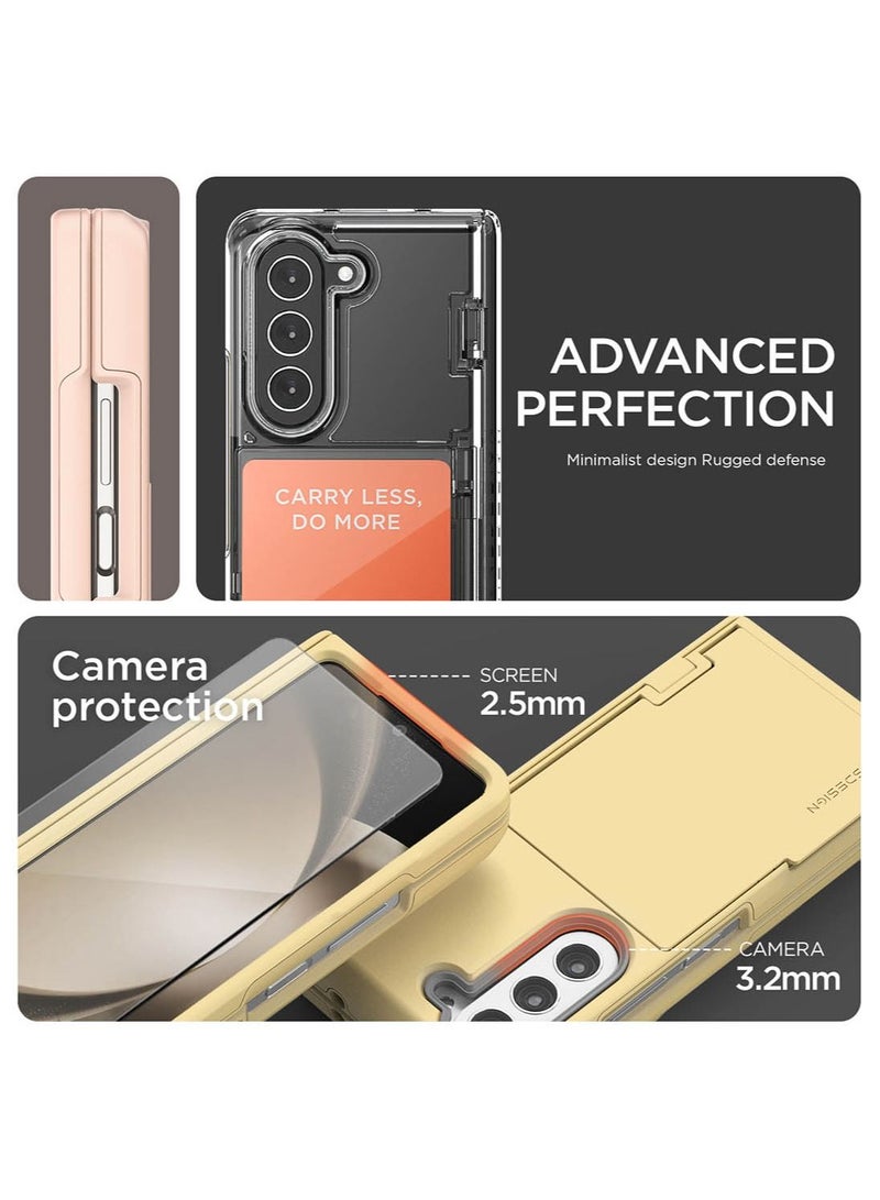VRS Design Terra Guard Modern GO Samsung Galaxy Z Fold 5 Case Cover with [Hinge Protection] & [2 Card Holder Compartment] & Front Screen Protector - Cream - Image 3