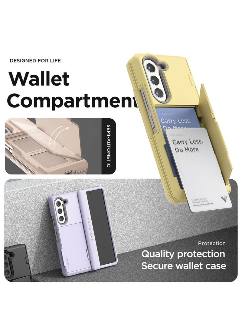 VRS Design Terra Guard Modern GO Samsung Galaxy Z Fold 5 Case Cover with [Hinge Protection] & [2 Card Holder Compartment] & Front Screen Protector - Cream - Image 2