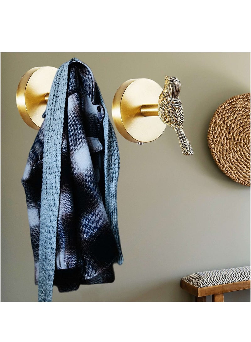 Excefore Bird Shape Hooks, Brass Hooks, Gold BrassTowel Hooks,Brass Decorative Hooks, Gold Brass Coat Hooks Wall Mounted, Gold Brass Bird Coat Wall Hooks, Stainless Steel Brushed Brass Hooks - Image 4