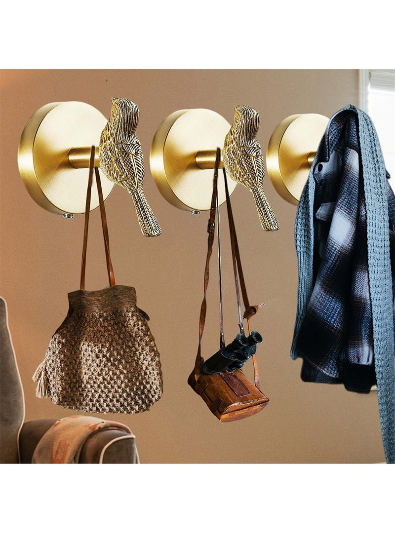 Excefore Bird Shape Hooks, Brass Hooks, Gold BrassTowel Hooks,Brass Decorative Hooks, Gold Brass Coat Hooks Wall Mounted, Gold Brass Bird Coat Wall Hooks, Stainless Steel Brushed Brass Hooks - Image 5