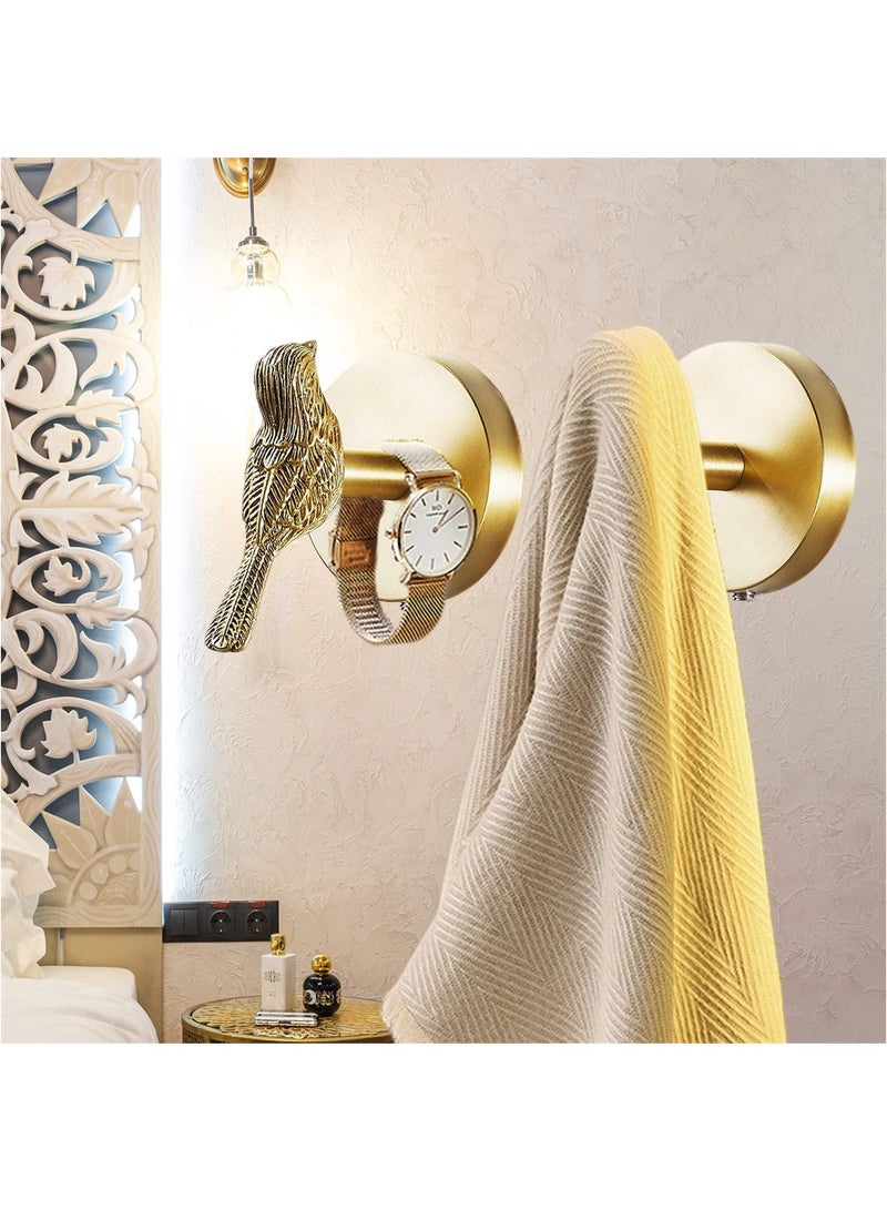Excefore Bird Shape Hooks, Brass Hooks, Gold BrassTowel Hooks,Brass Decorative Hooks, Gold Brass Coat Hooks Wall Mounted, Gold Brass Bird Coat Wall Hooks, Stainless Steel Brushed Brass Hooks - Image 3