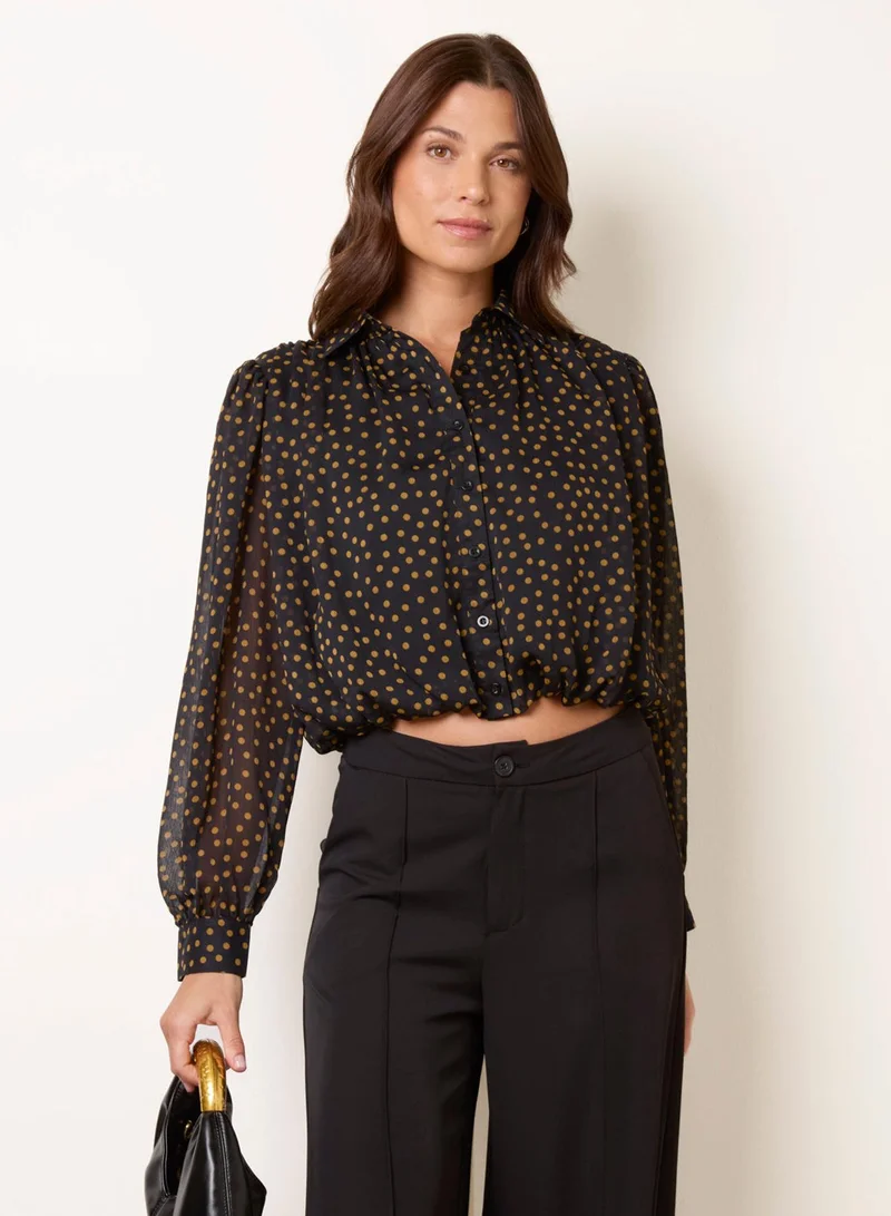 بلو فانيلا Blouson Bubble Hem Shirt