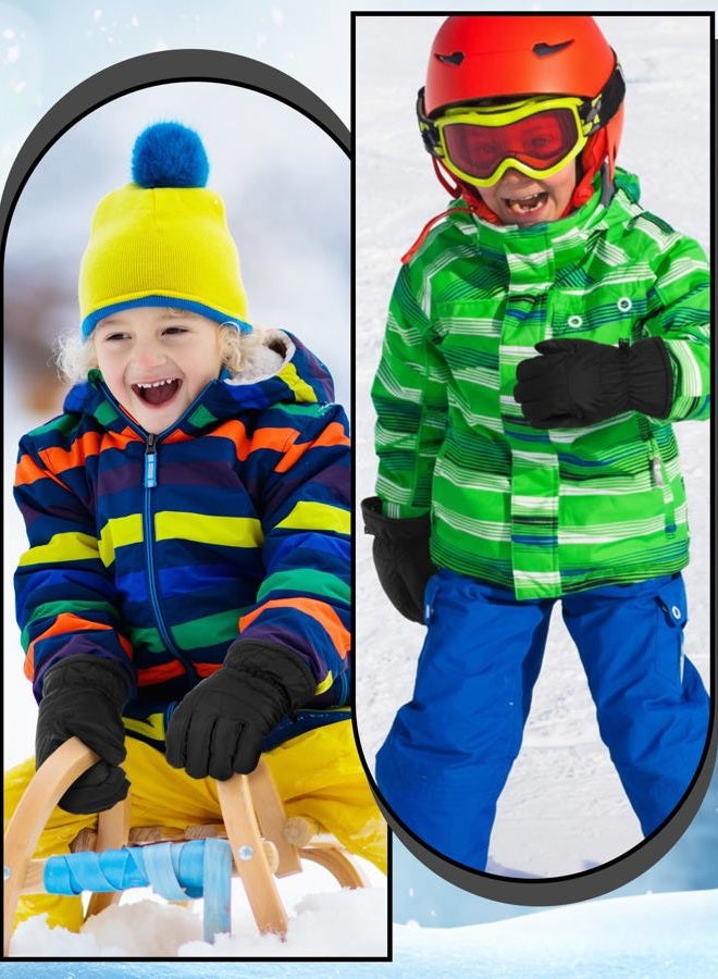 BOAO 1 Pairs Kids Winter Ski Gloves Waterproof Warm Snow Mittens Full Finger Gloves for Toddlers Infants (Pure Black,1-3 Years) - Image 4