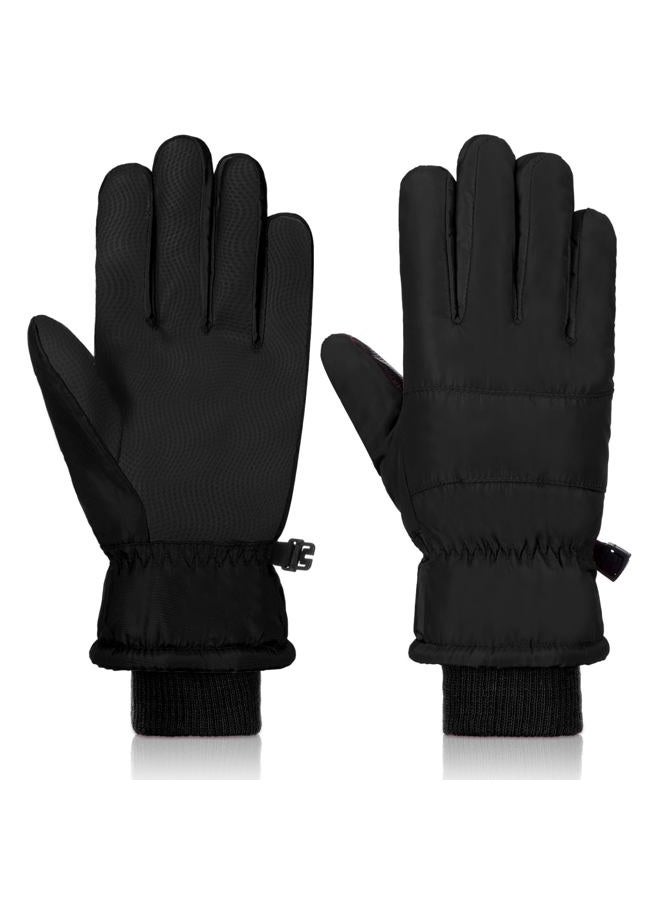 BOAO 1 Pairs Kids Winter Ski Gloves Waterproof Warm Snow Mittens Full Finger Gloves for Toddlers Infants (Pure Black,1-3 Years) - Image 1