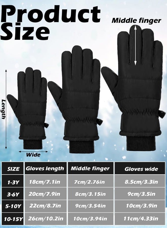 BOAO 1 Pairs Kids Winter Ski Gloves Waterproof Warm Snow Mittens Full Finger Gloves for Toddlers Infants (Pure Black,1-3 Years) - Image 3