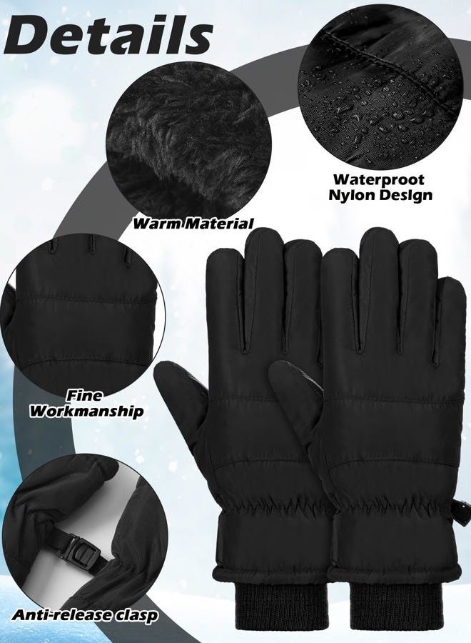 BOAO 1 Pairs Kids Winter Ski Gloves Waterproof Warm Snow Mittens Full Finger Gloves for Toddlers Infants (Pure Black,1-3 Years) - Image 5