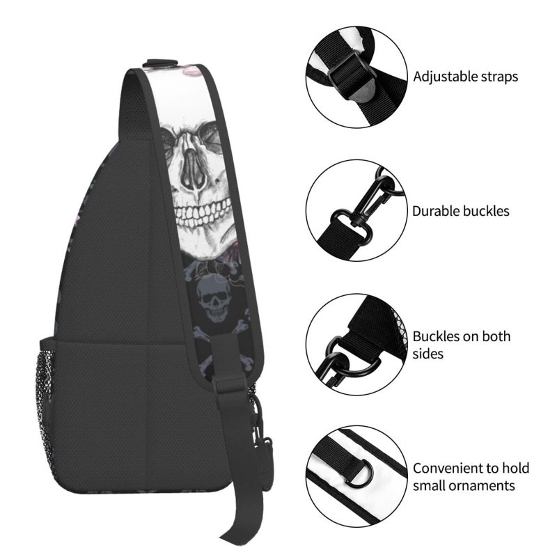 Betyiwling Skull Sling Backpack Unisex Crossbody Chest Bag Shoulder Chest Bag For Women Men Hiking Travel - Image 5
