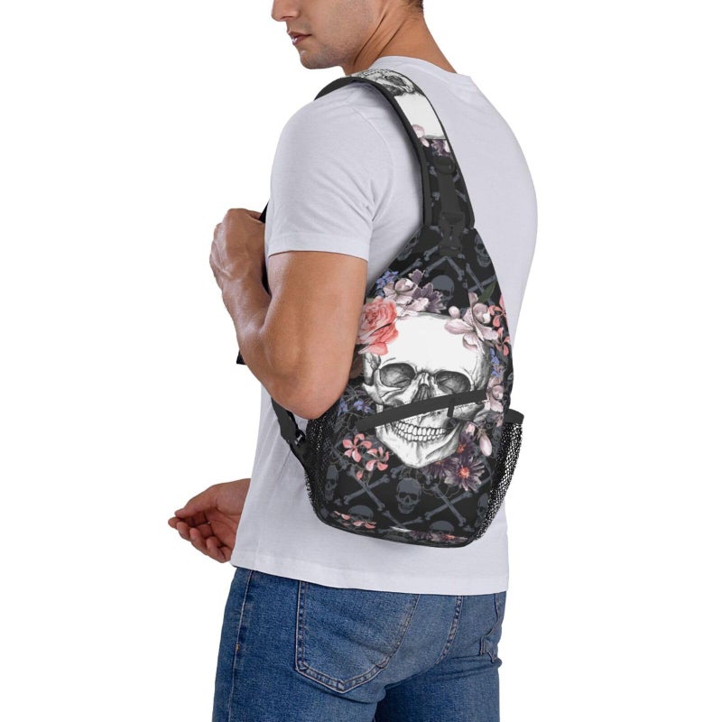 Betyiwling Skull Sling Backpack Unisex Crossbody Chest Bag Shoulder Chest Bag For Women Men Hiking Travel - Image 3