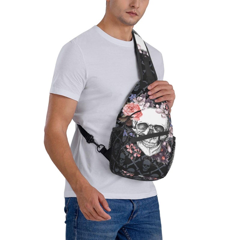 Betyiwling Skull Sling Backpack Unisex Crossbody Chest Bag Shoulder Chest Bag For Women Men Hiking Travel - Image 2