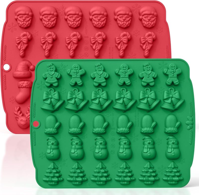 Christmas Silicone Molds: 2 Pack 60-Cavity - Food-Grade Flexible Non-Stick Silicone Candy Molds for Holiday DIY Treats, Christmas Gift Making, Home Baking Enthusiasts - Image 2
