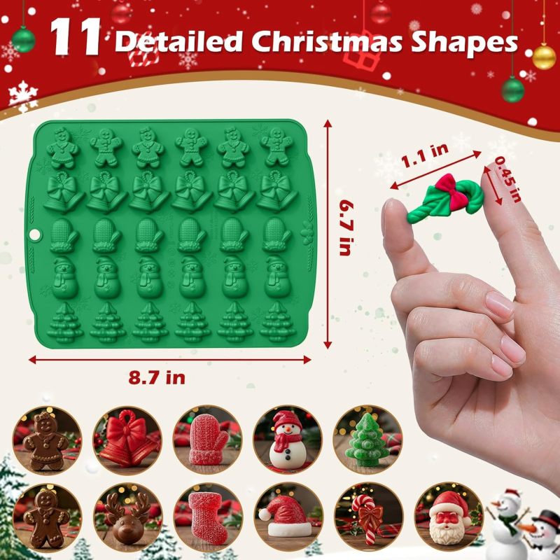 Christmas Silicone Molds: 2 Pack 60-Cavity - Food-Grade Flexible Non-Stick Silicone Candy Molds for Holiday DIY Treats, Christmas Gift Making, Home Baking Enthusiasts - Image 3